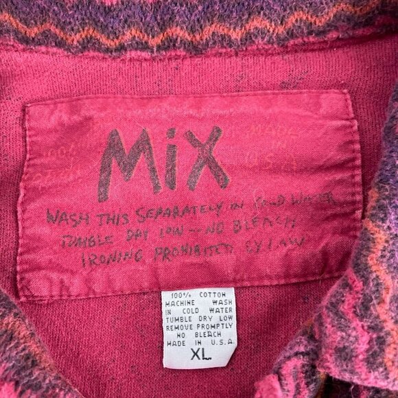 Vintage Mix XL Zigzag Pattern Pullover Long Sleeve Shirt 3070 - Picture 3 of 7